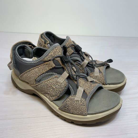 ECCO Women's Yucatan Sport Sandal, Size 37 US 6 Ice Flower/Cocoa Brown Toggle - Picture 1 of 11